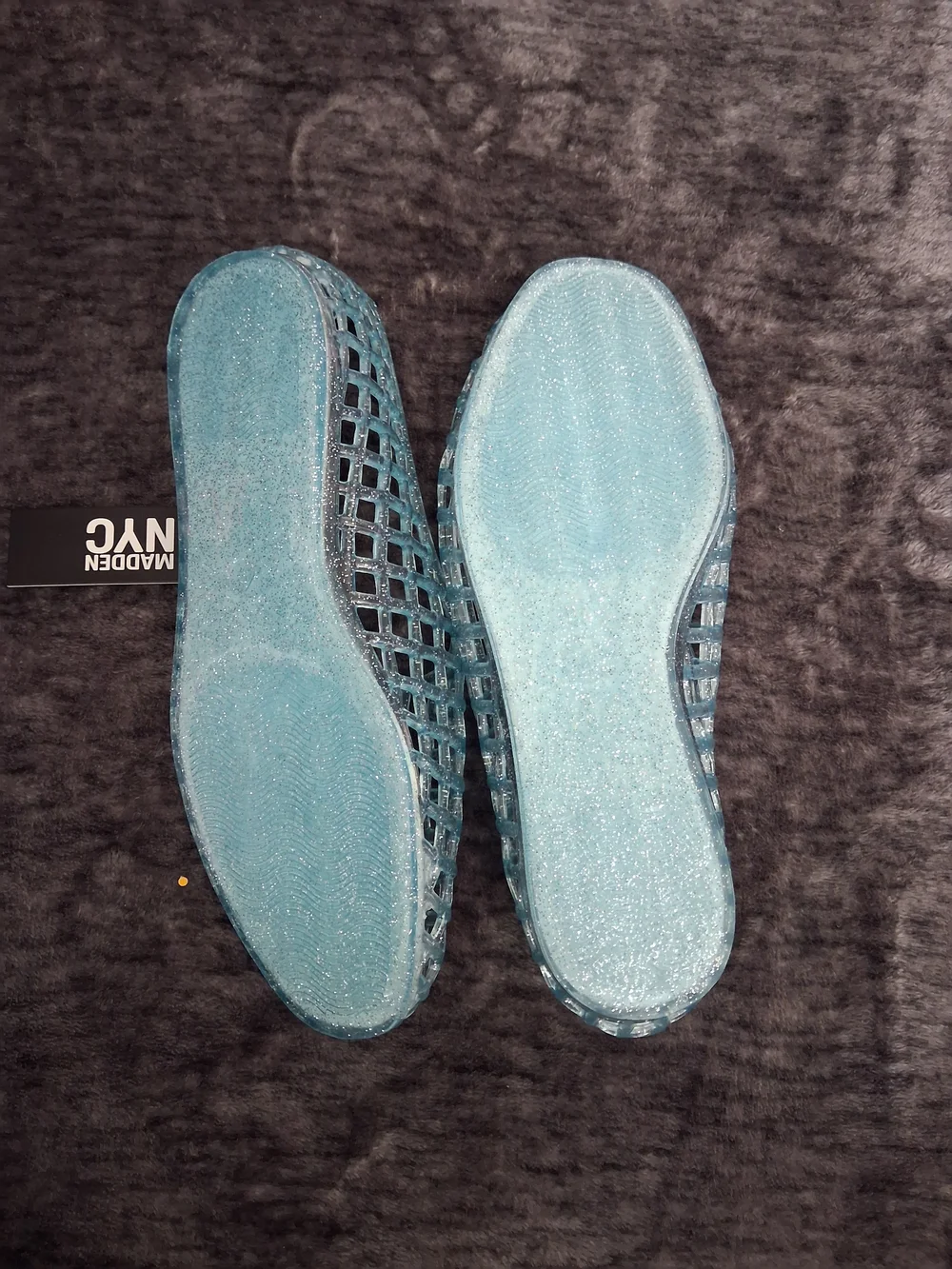 NWT Madden NYC Blue Glitter Jelly Shoes Slip-On  Flats Closed Toe Girls Size 4